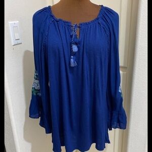 Vintage America Blues Womens Size XXL Embroidered Top Valerie